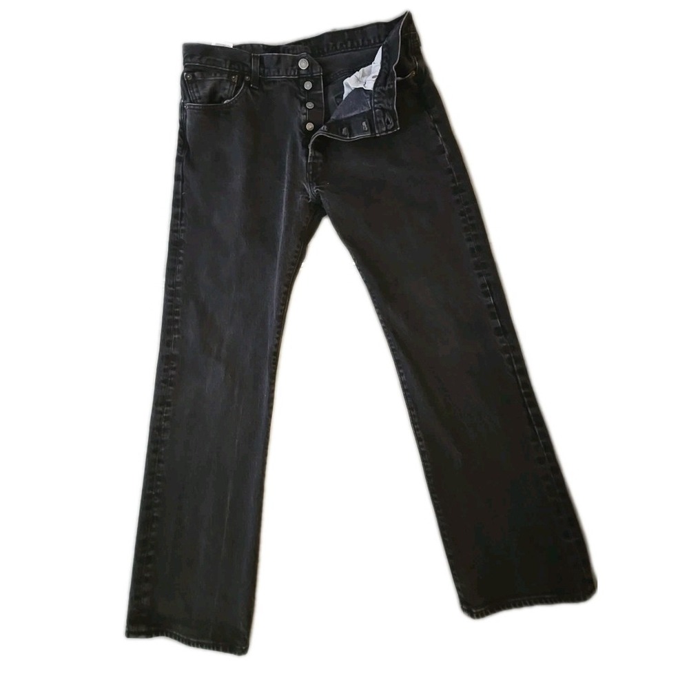 Levis 501 Jeans Mens 36x30 Faded Black Denim Original Fit Straight‎ Button Fly